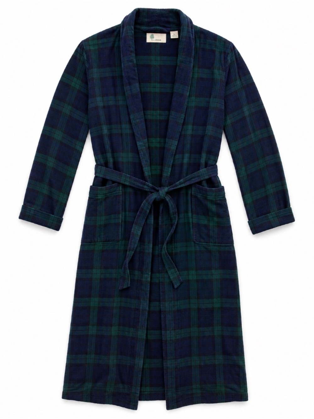 Vintage • L.L. Bean • Flannel Robe • Large • Black Watch Plaid • Cotton